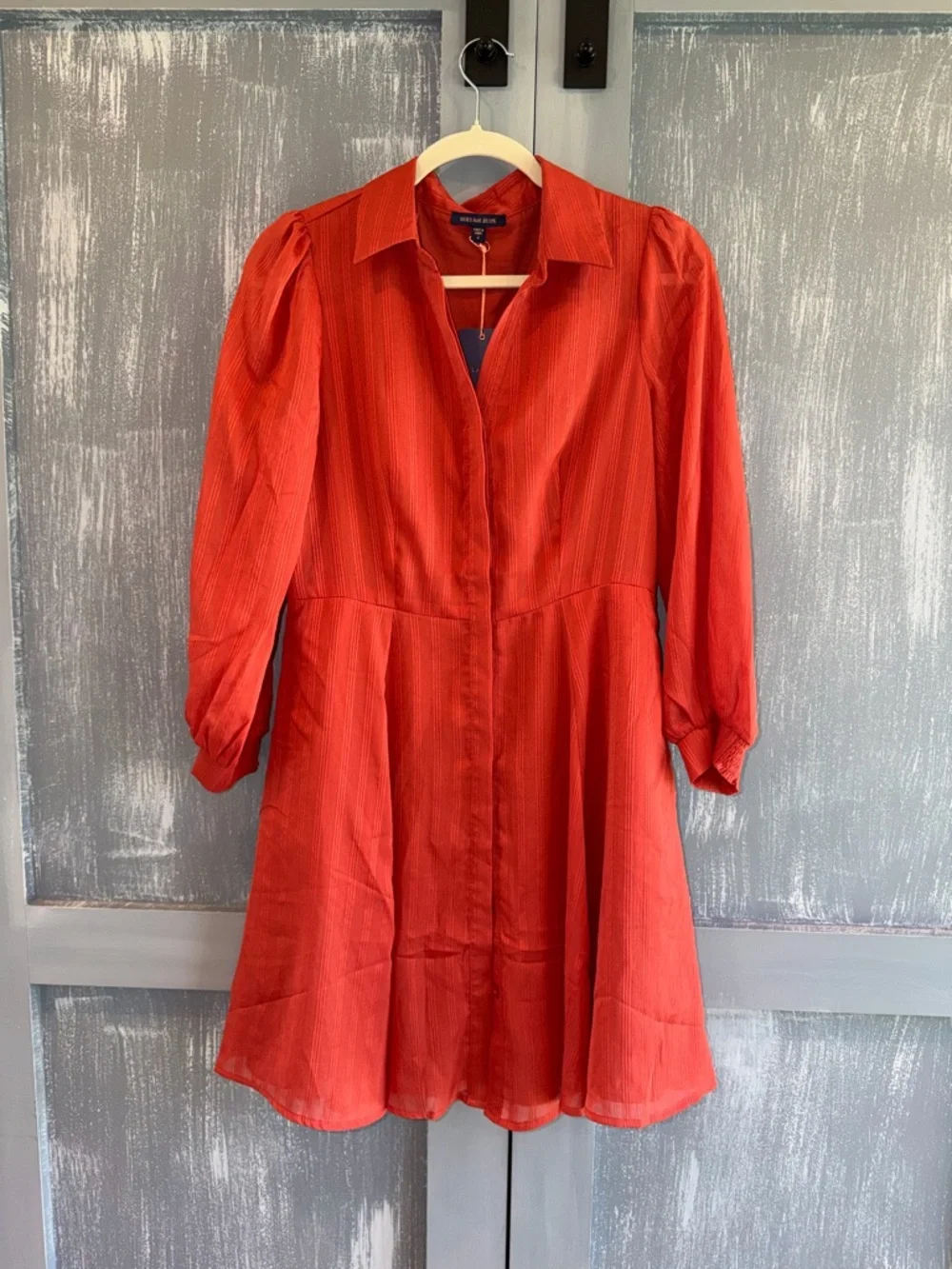 Skies Are Blue Red Shirt Dress Long Sleeve Button Front NWT Size Small - Picture 4 of 8